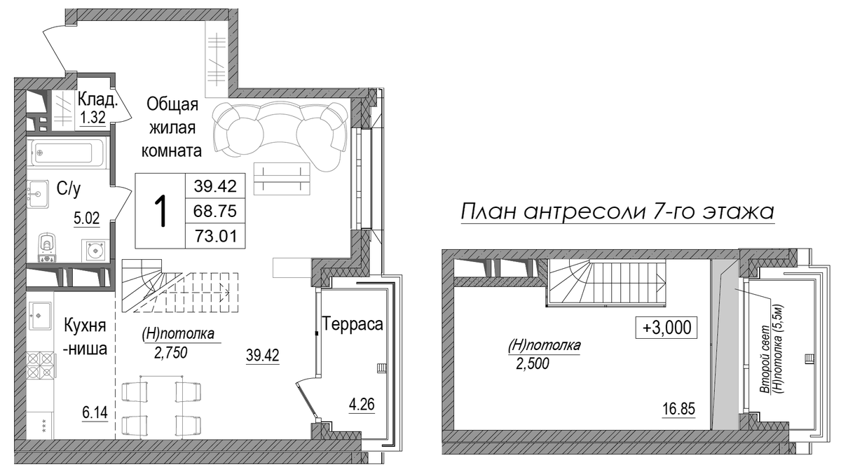 Планировка Студии 72.31 м² в ЖК «АРТ», корпус 1