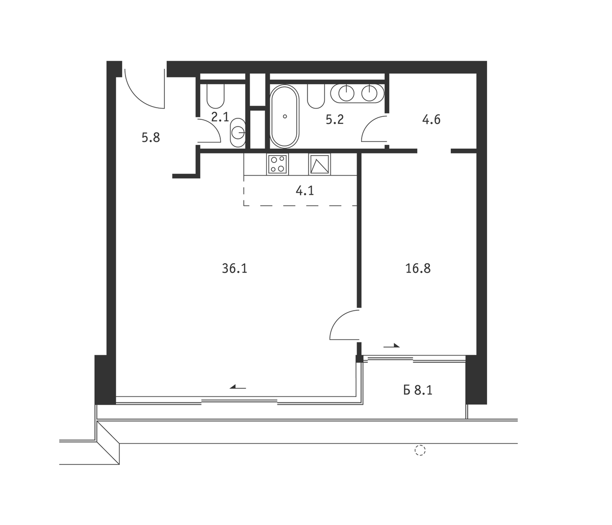 Планировка свободная планировка 78.2 м² в ЖК «Бадаевский», корпус Восток