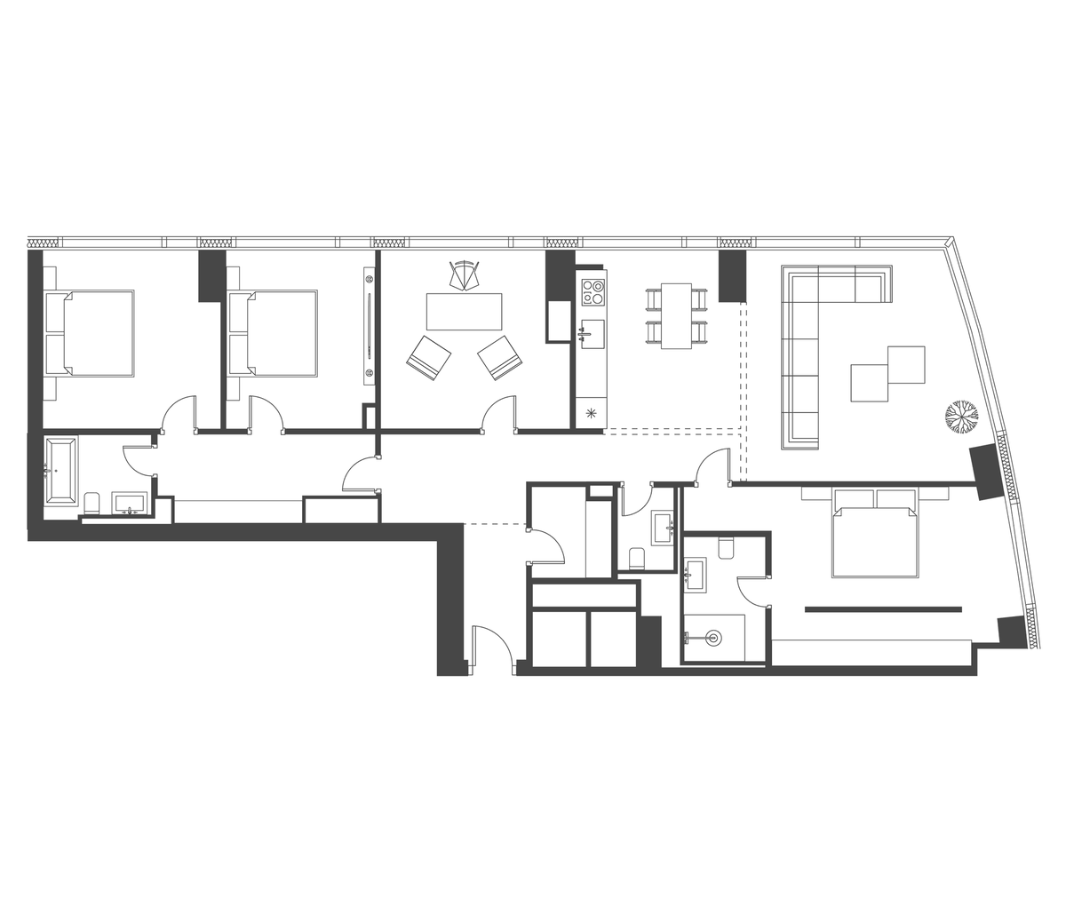 Планировка свободная планировка 162.3 м² в ЖК «Capital Towers», корпус Park Tower