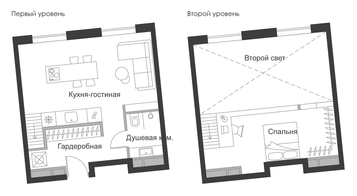 Планировка свободная планировка 33 м² в ЖК «Дом Чкалов», корпус Б