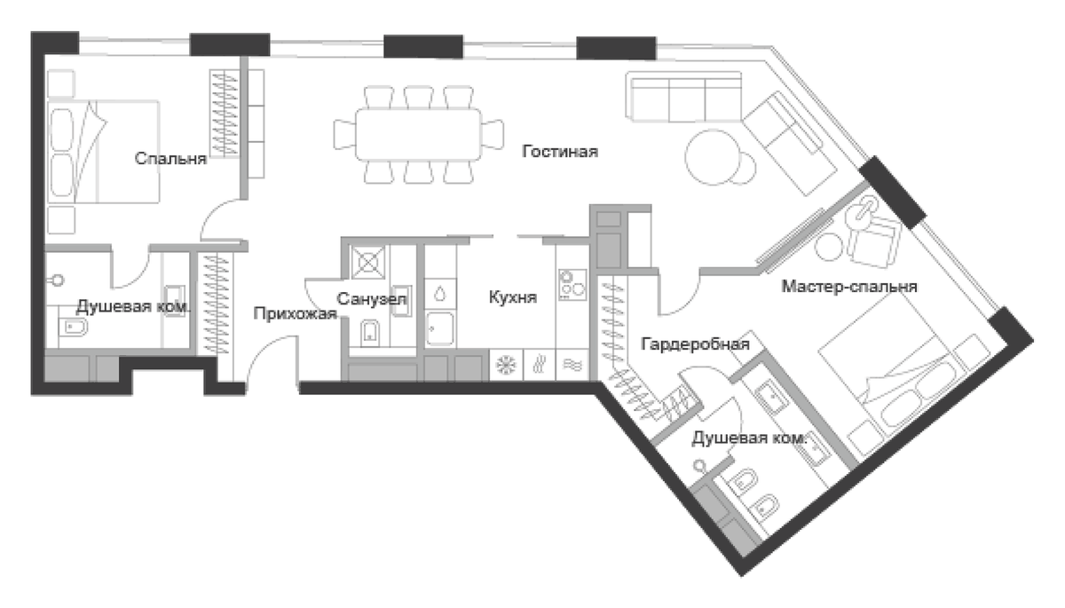 Планировка свободная планировка 41.1 м² в ЖК «Дом Чкалов», корпус Б
