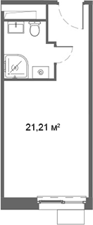 Планировка Студии 21.21 м² в ЖК «Ситимикс», корпус 5