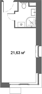 Планировка Студии 21.63 м² в ЖК «Ситимикс», корпус 5