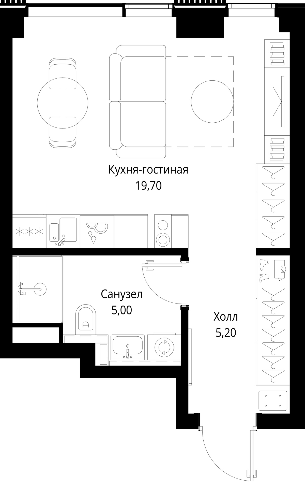 Планировка Студии 29.9 м² в ЖК «СИТИДЗЕН», корпус 2