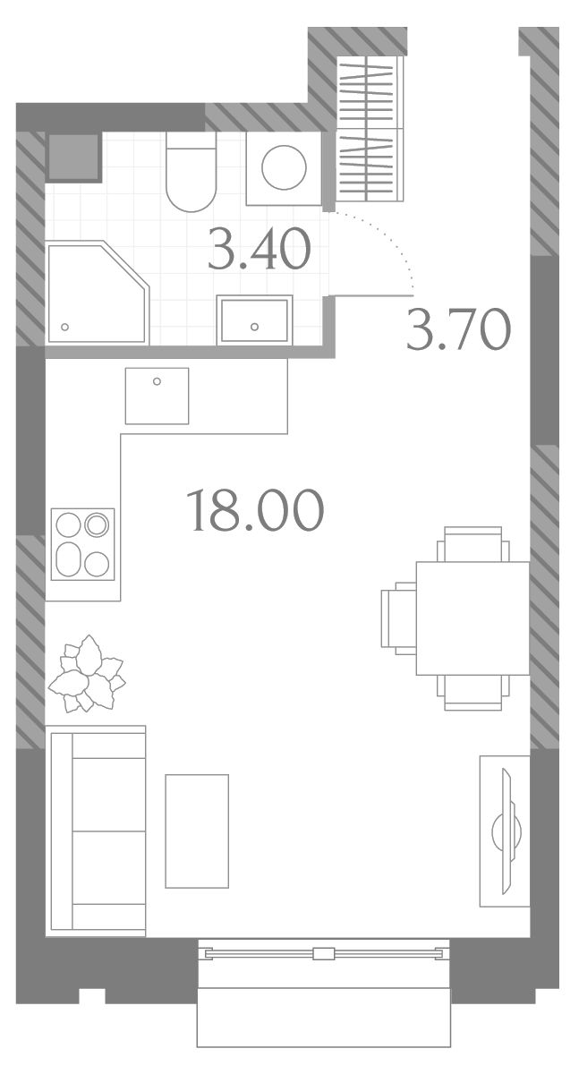 Планировка Студии 25.1 м² в ЖК «Дмитровское Небо», корпус 3