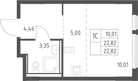 Планировка Студии 22.82 м² в ЖК «Егорово парк», корпус 4.1