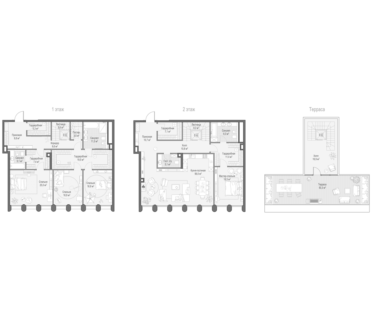 Планировка 5Е-к.кв 337.9 м² в ЖК «Клубный квартал Фрунзенский», корпус D