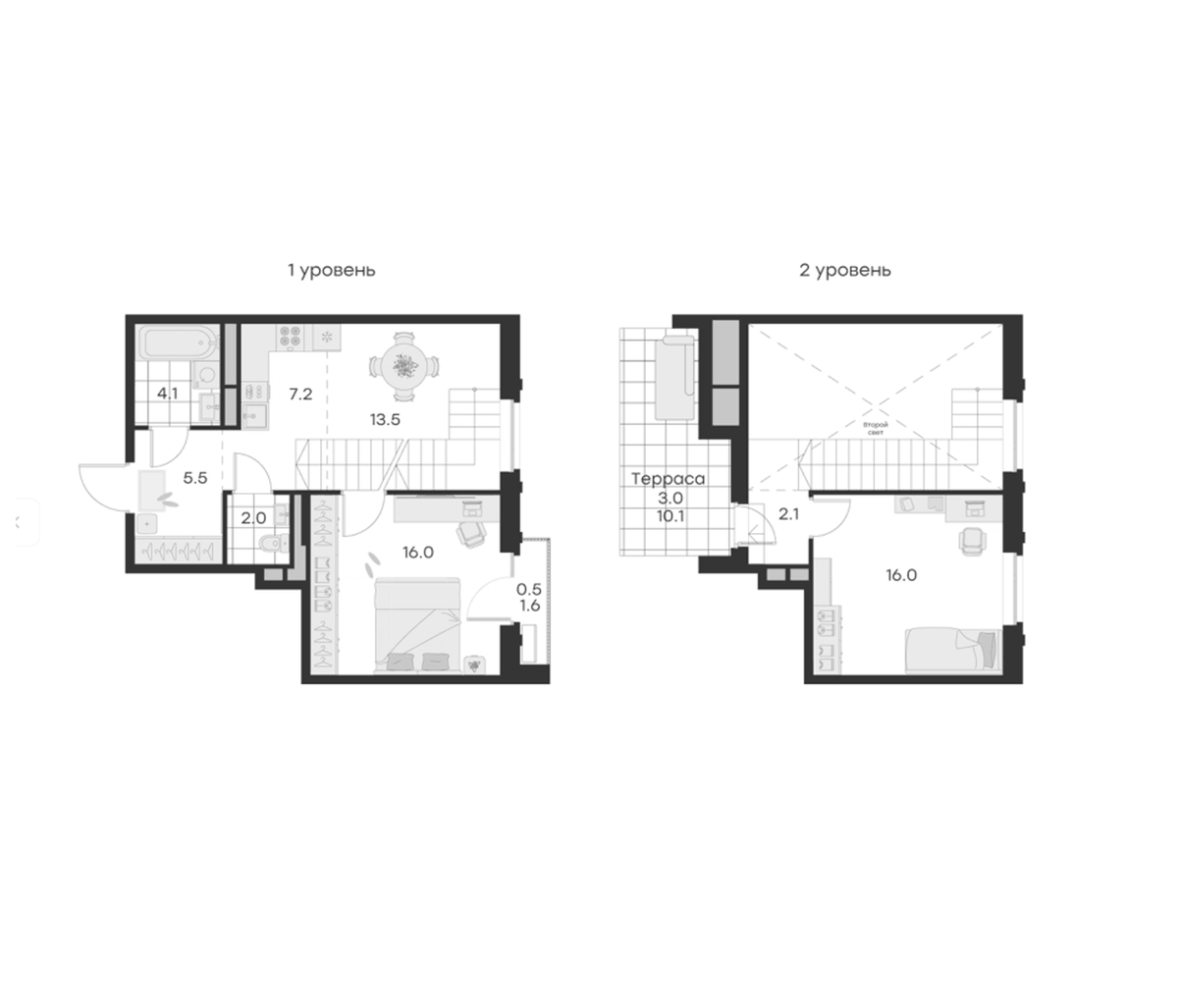 Планировка евротрёшка (3Е) 69.9 м² в ЖК «Михалевич», корпус 2