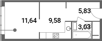Планировка Студии 30.08 м² в ЖК «HEADLINER», корпус 4