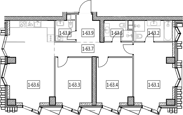 Планировка евро-4 (4Е) 92.3 м² в ЖК «Айс Тауэрс», корпус I