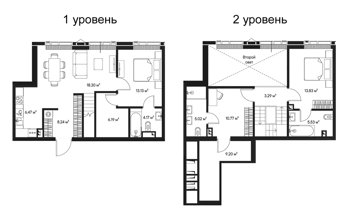 Планировка евротрёшка (3Е) 104.14 м² в ЖК «Джойс», корпус Лео (2)