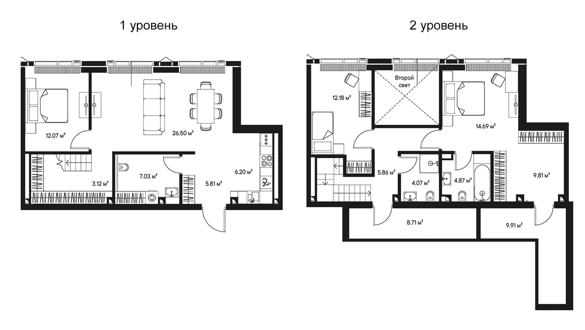 Планировка евро-4 (4Е) 130.83 м² в ЖК «Джойс», корпус Анна (1)