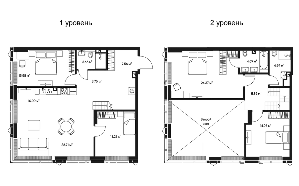 Планировка 5Е-к.кв 146.5 м² в ЖК «Джойс», корпус Анна (1)