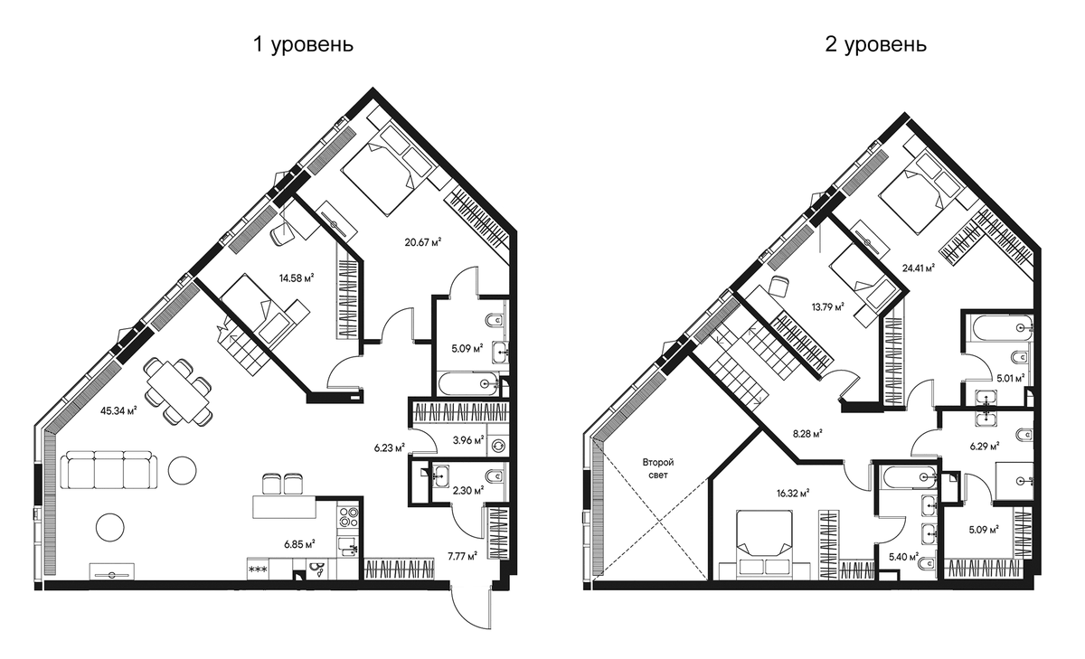 Планировка пятикомнатная 197.38 м² в ЖК «Джойс», корпус Анна (1)