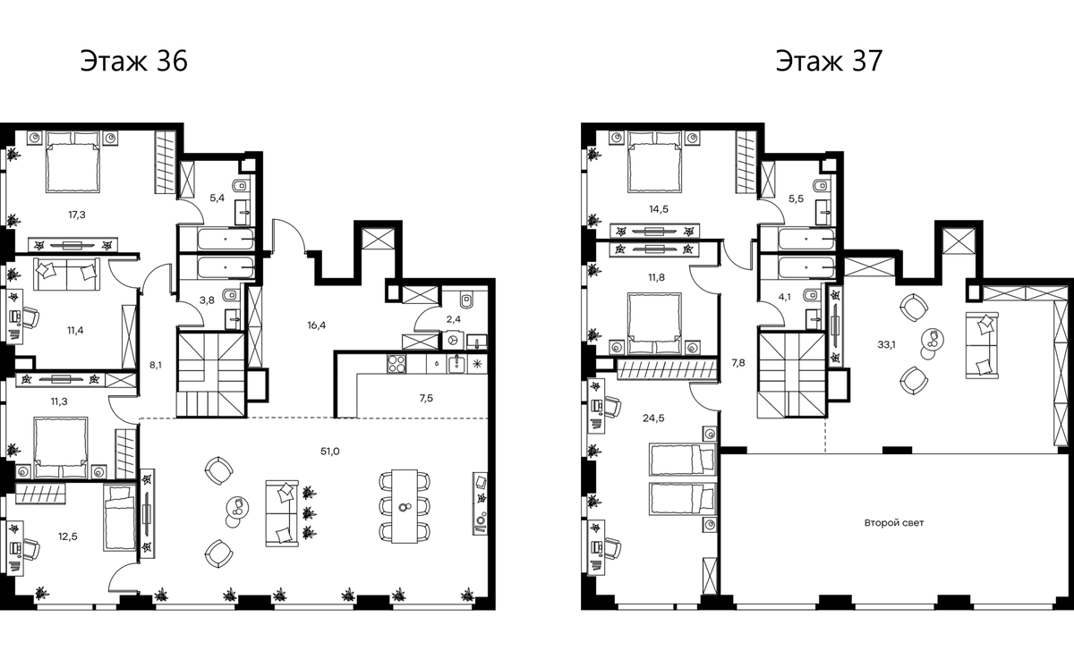 Планировка 7-к.кв 248.4 м² в ЖК «Левел Мичуринский», корпус 5