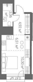 Планировка Студии 25.5 м² в ЖК «Лайф Варшавская», корпус К6-1