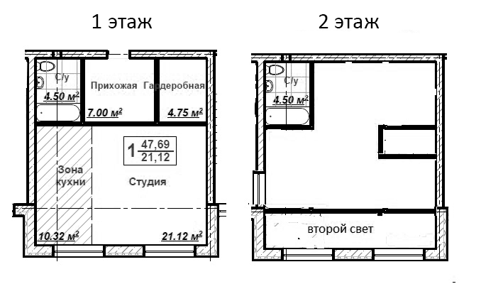 Планировка евродвушка (2Е) 92 м² в ЖК «Ликино», корпус 2