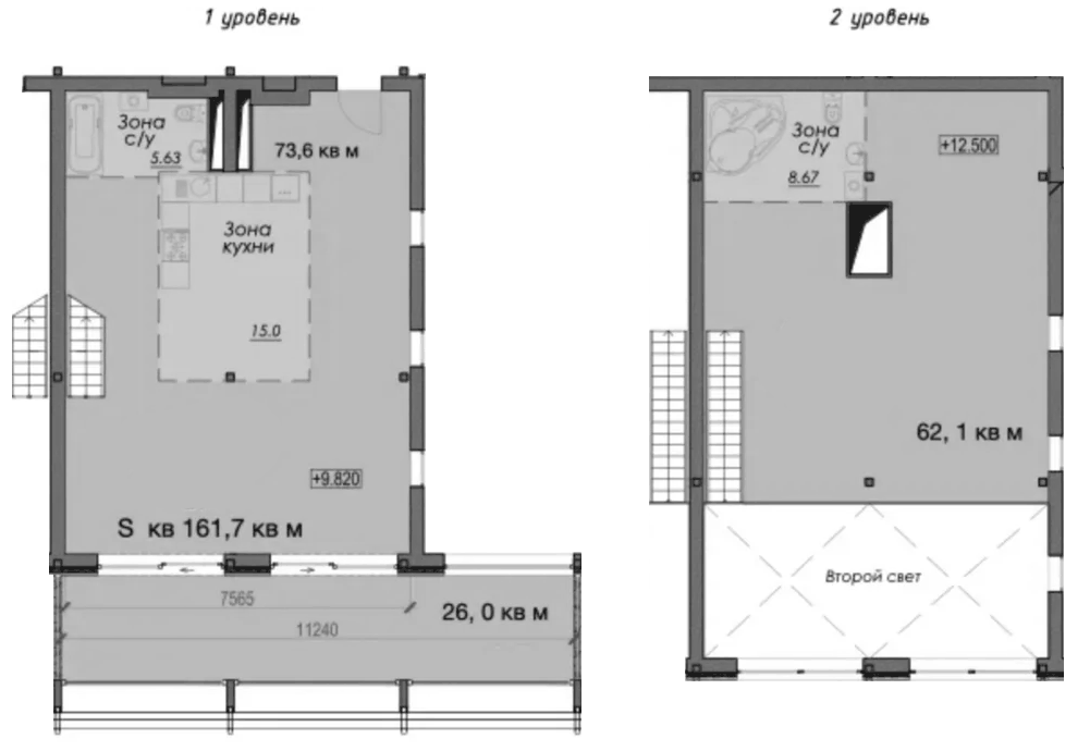 Планировка свободная планировка 161.7 м² в ЖК «Лофт-апартаменты Fabrik», корпус 1