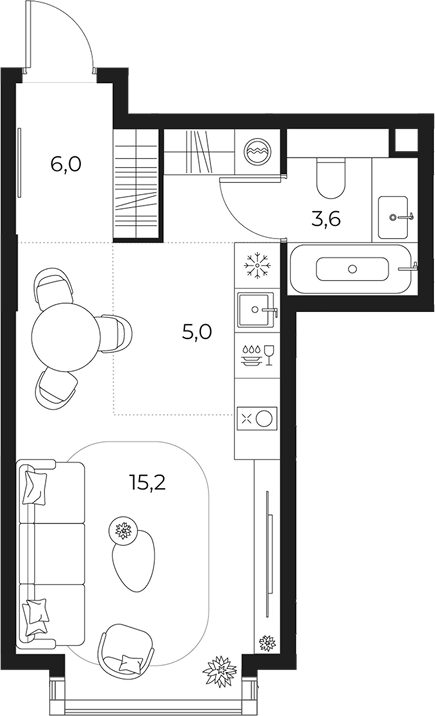 Планировка Студии 29.8 м² в ЖК «МАСТЕРС», корпус 1