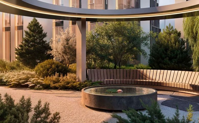 МАСТЕРС — Приватный двор от DEREVO PARK: многоярусное озеленение, чаша