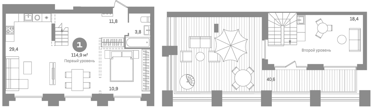 Планировка однокомнатная 113.6 м² в ЖК «Метроном», корпус 1
