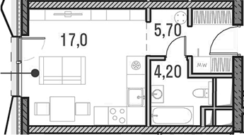 Планировка Студии 26.7 м² в ЖК «Метрополия», корпус 3