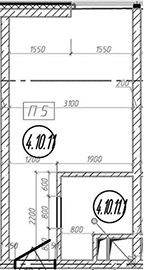 Планировка свободная планировка 18.1 м² в ЖК «МФЗ Сантерра», корпус 1