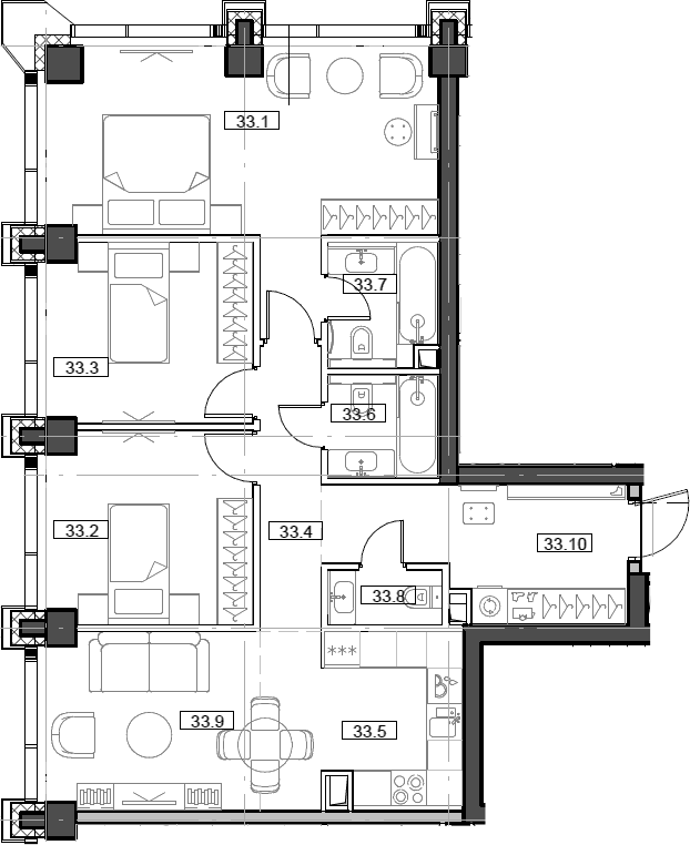Планировка евро-4 (4Е) 85.19 м² в ЖК «Мод», корпус Манн (3)