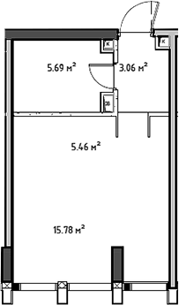 Планировка Студии 29.99 м² в ЖК «Мод», корпус Камю (5)
