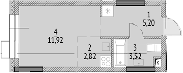 Планировка Студии 23.46 м² в ЖК «N'ICE LOFT», корпус 5