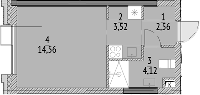 Планировка Студии 24.76 м² в ЖК «N'ICE LOFT», корпус 6