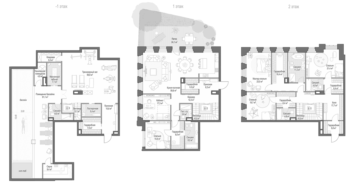 Планировка пятикомнатная 512.33 м² в ЖК «Клубный дом Обыденский №1», корпус 1