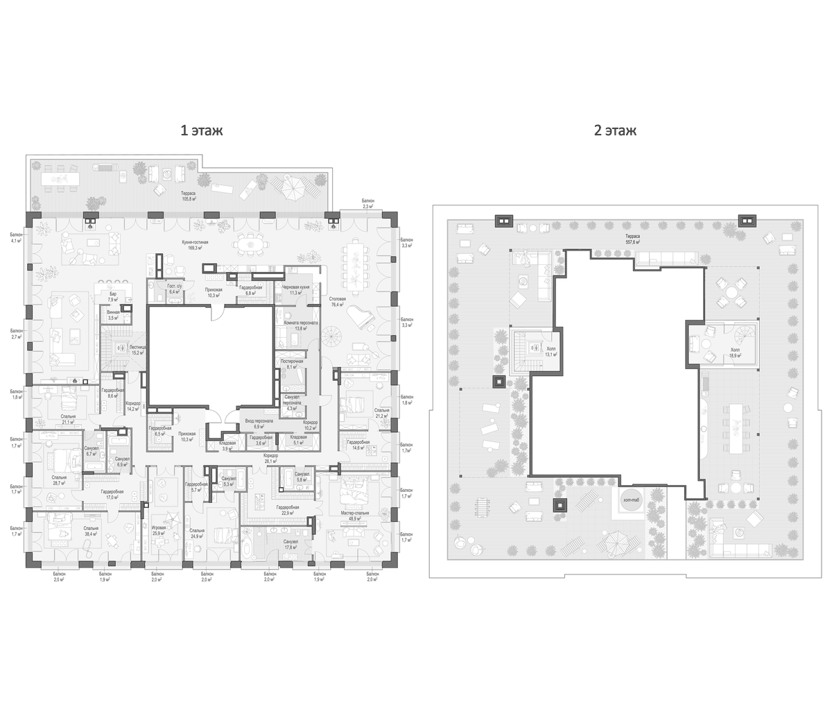 Планировка 7-к.кв 826.33 м² в ЖК «Клубный дом Обыденский №1», корпус 1