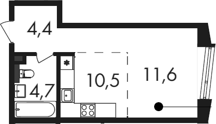 Планировка Студии 31.2 м² в ЖК «Петровский Парк II», корпус 1