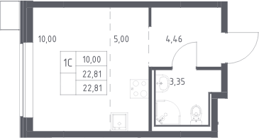 Планировка Студии 22.81 м² в ЖК «Прибрежный Парк», корпус 11.2