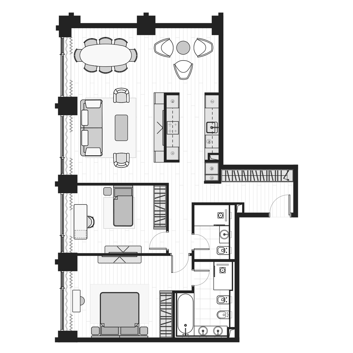 Планировка свободная планировка 105.8 м² в ЖК «Prime Park», корпус R9