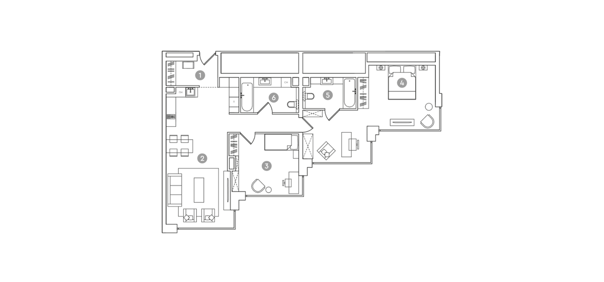 Планировка евротрёшка (3Е) 102.9 м² в ЖК «RED 7», корпус 1