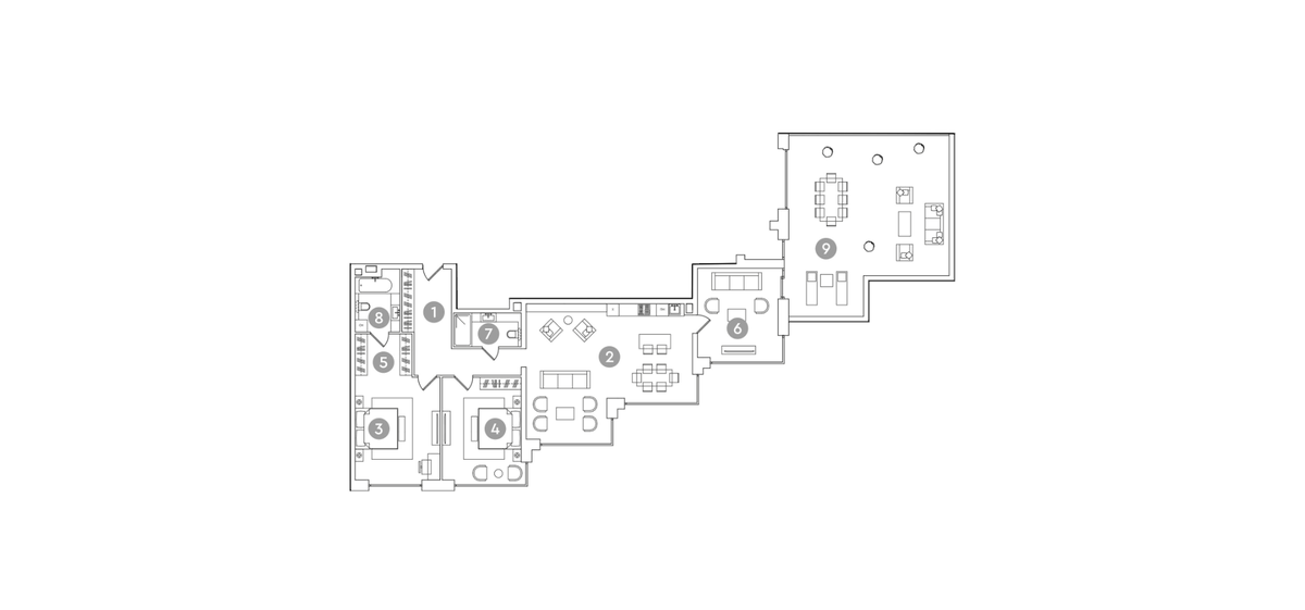 Планировка евро-4 (4Е) 207.5 м² в ЖК «RED 7», корпус 1