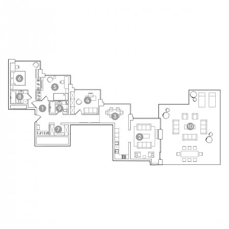 Планировка четырёхкомнатная 198.4 м² в ЖК «RED 7», корпус 1