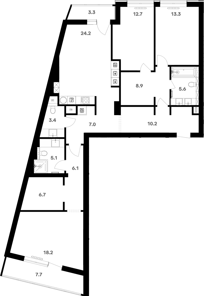 Планировка свободная планировка 130.6 м² в ЖК «RIVER HOUSE Щелково», корпус 1