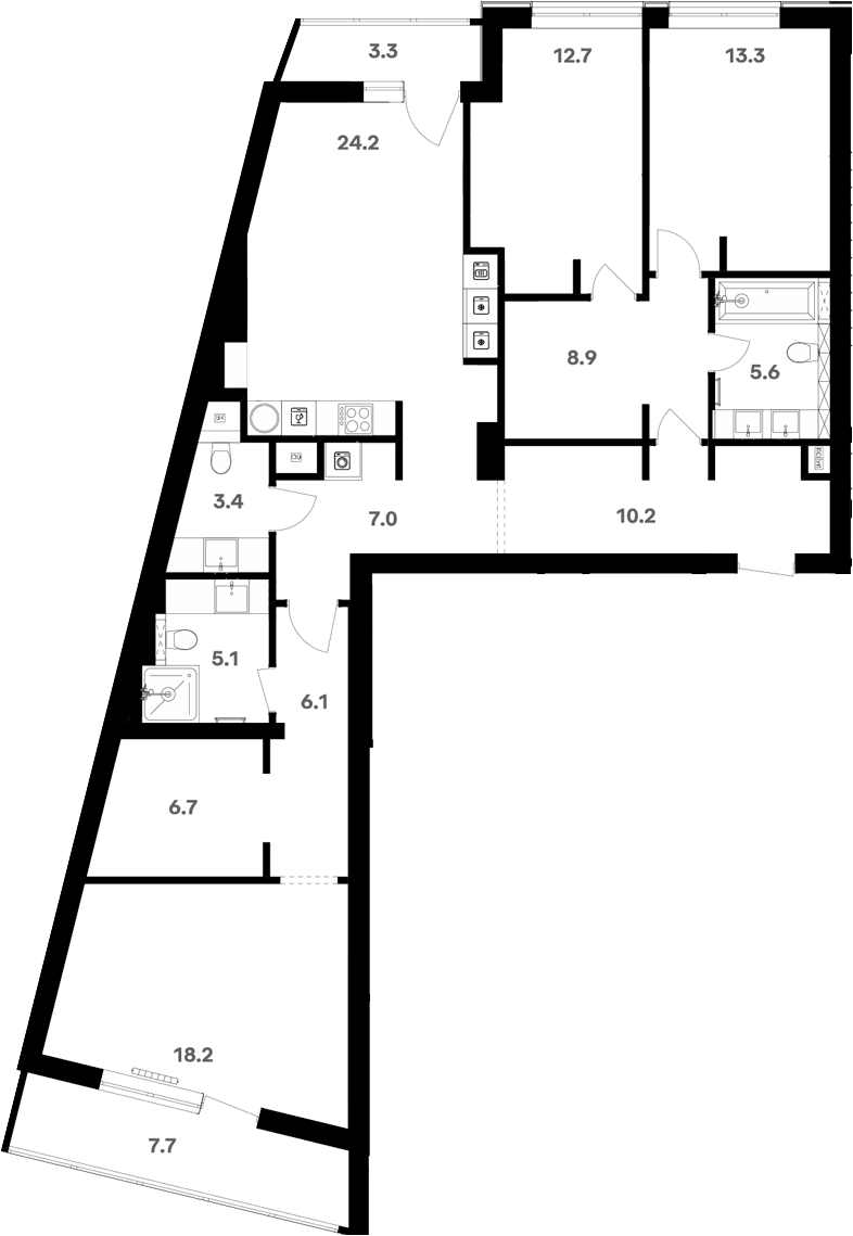 Планировка свободная планировка 131.5 м² в ЖК «RIVER HOUSE Щелково», корпус 1