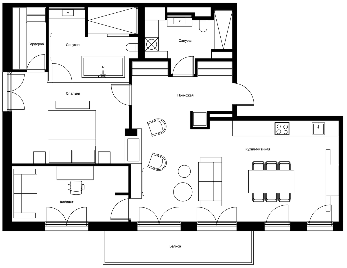 Планировка свободная планировка 103.1 м² в ЖК «River Residences», корпус 13