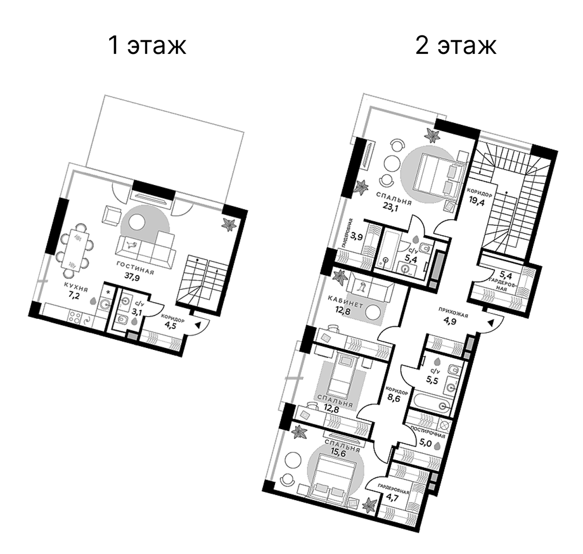 Планировка 5Е-к.кв 179.8 м² в ЖК «СберСити», корпус B14.1 Балансд