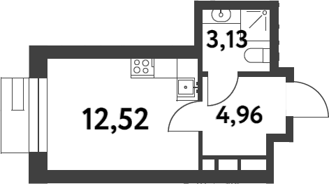 Планировка Студии 20.61 м² в ЖК «Смарт Гарден», корпус 2