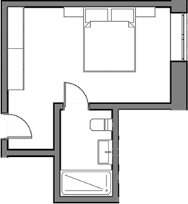 Планировка Студии 18 м² в ЖК «Сосновый бор», корпус 1Б