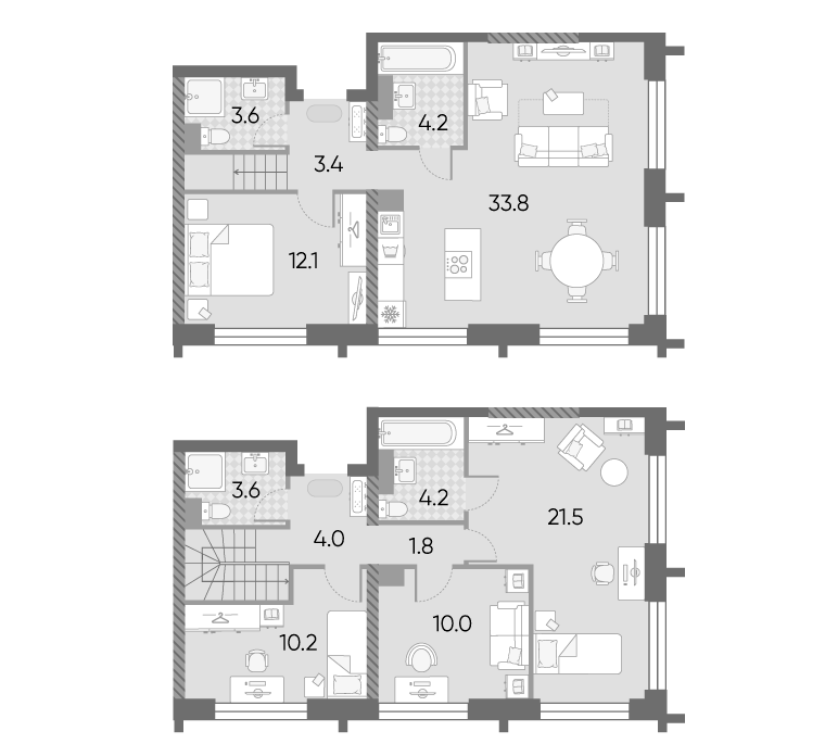 Планировка 5Е-к.кв 112.4 м² в ЖК «ЗилАрт», корпус СПАРК-2