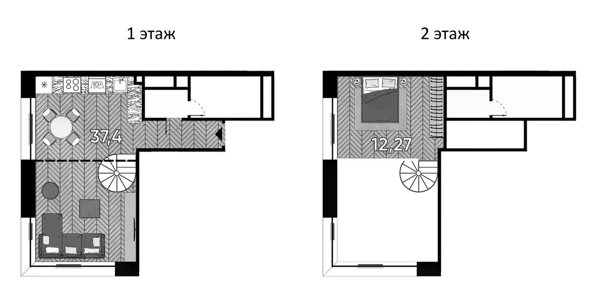 Планировка евродвушка (2Е) 50.2 м² в ЖК «Зорге, 9», корпус Soho