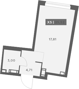 Планировка Студии 25.52 м² в ЖК «Аквилон Рива», корпус 2