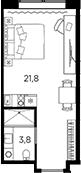 Планировка Студии 25.6 м² в ЖК «Апарт-отель Авенир Индастриал», корпус 1