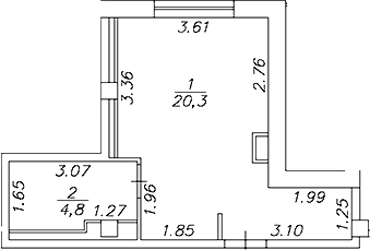 Планировка Студии 25.1 м² в ЖК «Artel 17/52 (бывш. Глер)», корпус 1